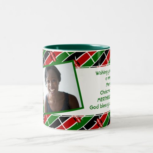 KENYA FLAG Photo Template Add Your Text Two_Tone Coffee Mug
