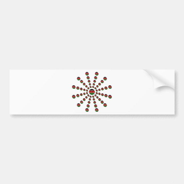 Kenya Flag Radial Pattern: Patriotic Art & Decor Bumper Sticker (Front)