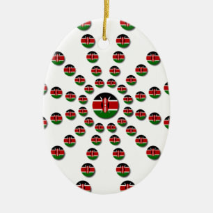 Kenya Flag Radial Pattern: Patriotic Art & Decor Ceramic Ornament