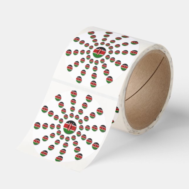 Kenya Flag Radial Pattern: Patriotic Art & Decor Sticker Roll (Roll)