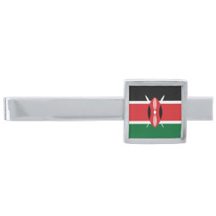 Kenya flag silver finish tie bar