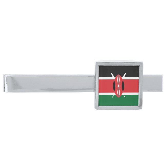 Kenya flag silver finish tie bar (Front)
