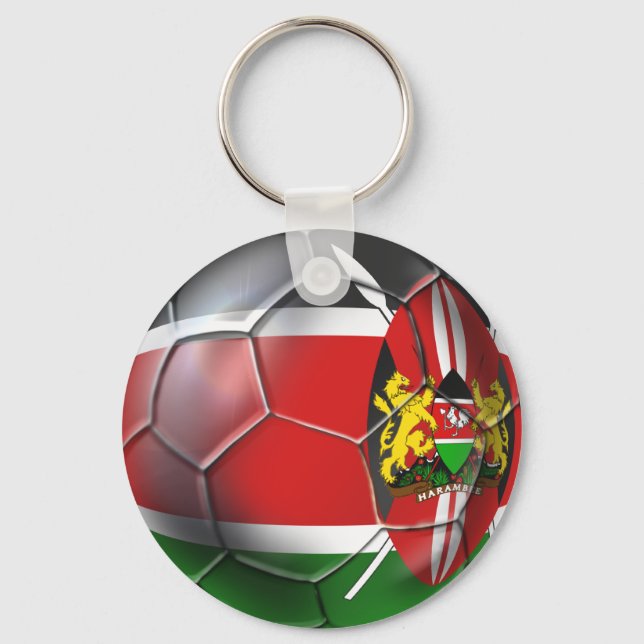 Kenya flag soccer ball soccer players gifts keychain (Front)