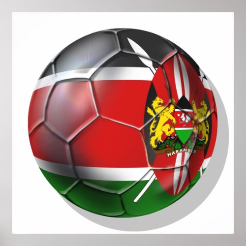 Kenya flag soccer ball soccer players gifts poster