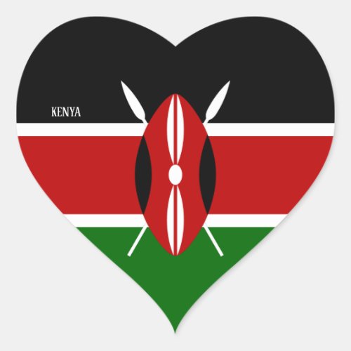 Kenya Flag Splendid Patriotic Heart Sticker