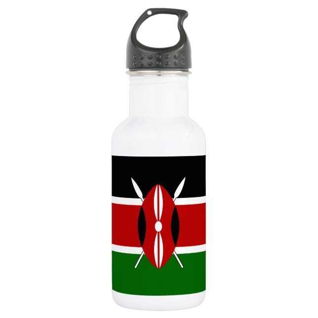 Kenya Flag Stainless Steel Water Bottle (Front)