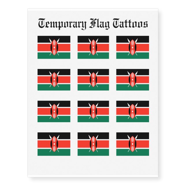 Kenya Flag Temporary Tattoos (Front)