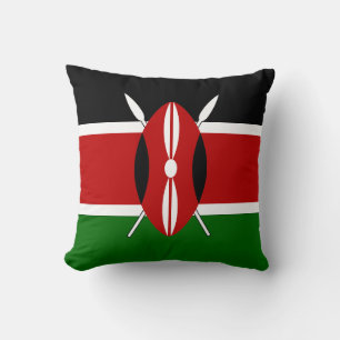 Kenya Flag Throw Pillow