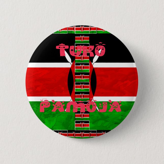 Kenya Flag: Tuko Pamoja - Unity Art Design Button (Front)
