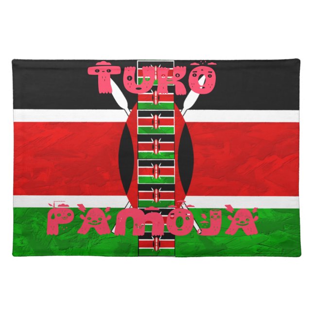 Kenya Flag: Tuko Pamoja - Unity Art Design Cloth Placemat (Front)
