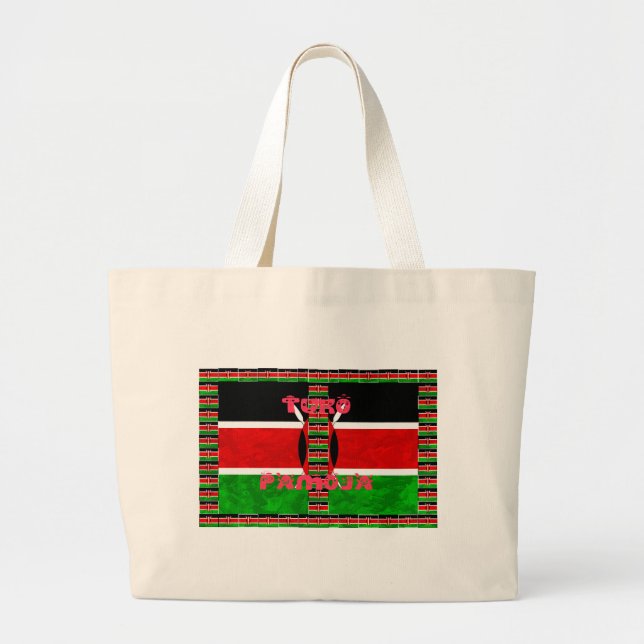 Kenya Flag: Tuko Pamoja - Unity Art Design Large Tote Bag (Front)