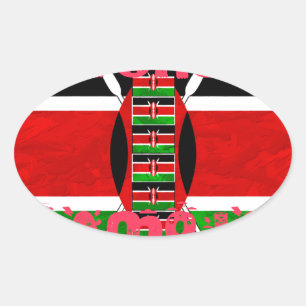 Kenya Flag: Tuko Pamoja - Unity Art Design Oval Sticker