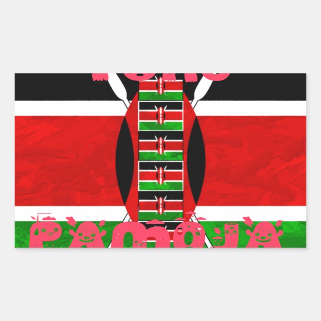 Kenya Flag: Tuko Pamoja - Unity Art Design Rectangular Sticker (Front)