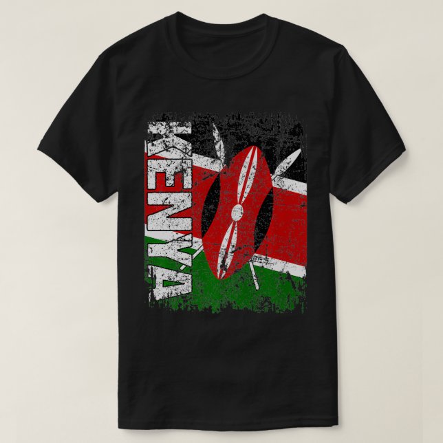 KENYA Flag Vintage Distressed KENYA Premium  T-Shirt (Design Front)