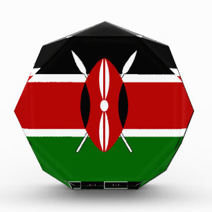 Kenya Flag: With Miniature Flag Frame Border Art  Acrylic Award