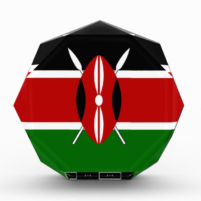 Kenya Flag: With Miniature Flag Frame Border Art  Acrylic Award (Front)