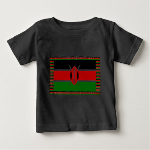 Kenya Flag: With Miniature Flag Frame Border Art  Baby T-Shirt