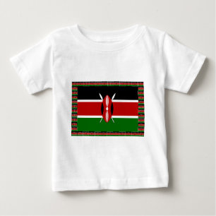Kenya Flag: With Miniature Flag Frame Border Art Baby T-Shirt