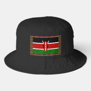 Kenya Flag: With Miniature Flag Frame Border Art Bucket Hat