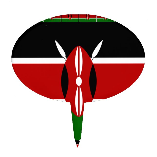 Kenya Flag: With Miniature Flag Frame Border Art  Cake Topper (Front)