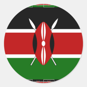Kenya Flag: With Miniature Flag Frame Border Art  Classic Round Sticker