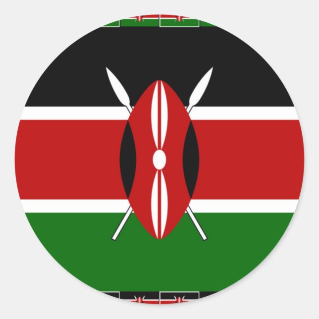 Kenya Flag: With Miniature Flag Frame Border Art  Classic Round Sticker (Front)