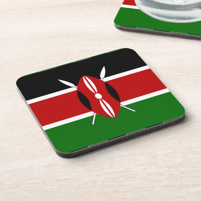 Kenya Flag: With Miniature Flag Frame Border Art  Coaster (Left Side)