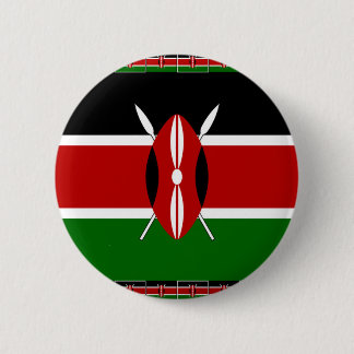 Kenya Flag: With Miniature Flag Frame Border Art  Pinback Button