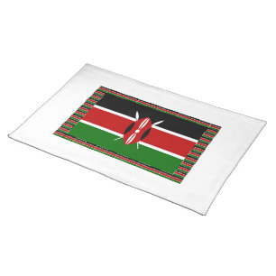 Kenya Flag: With Miniature Flag Frame Border Art  Placemat