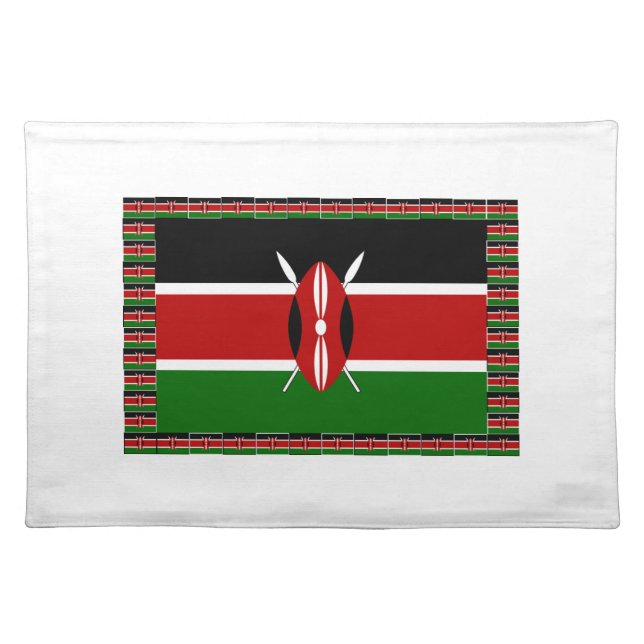 Kenya Flag: With Miniature Flag Frame Border Art  Placemat (Front)