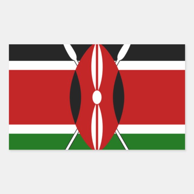 Kenya Flag: With Miniature Flag Frame Border Art  Rectangular Sticker (Front)