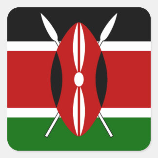 Kenya Flag: With Miniature Flag Frame Border Art Square Sticker