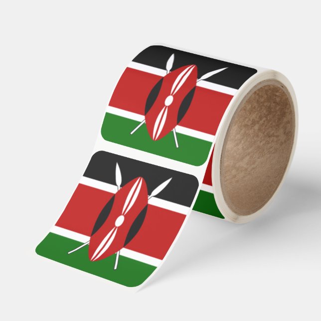 Kenya Flag: With Miniature Flag Frame Border Art  Sticker Roll (Roll)