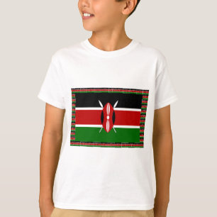 Kenya Flag: With Miniature Flag Frame Border Art  T-Shirt