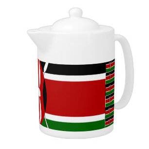 Kenya Flag: With Miniature Flag Frame Border Art  Teapot