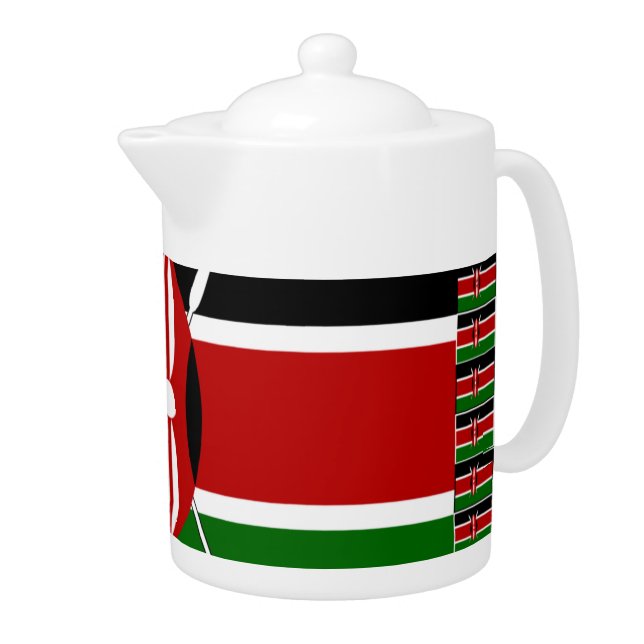 Kenya Flag: With Miniature Flag Frame Border Art  Teapot (Right)