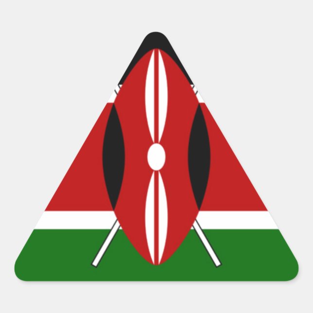Kenya Flag: With Miniature Flag Frame Border Art  Triangle Sticker (Front)