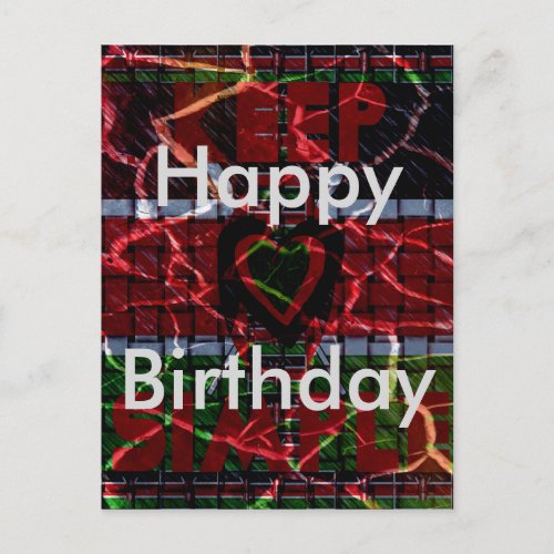 Kenya Happy Birthday Rasta colors Text Postcard