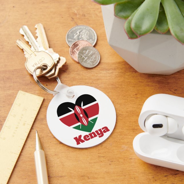 Kenya Heart Flag Keychain (Desk)