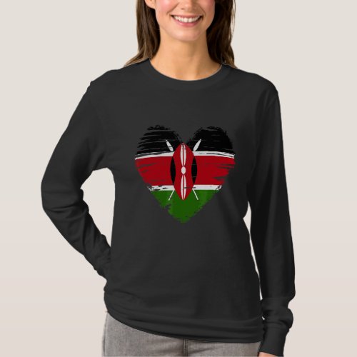 Kenya Heart Kenyan Flag Kenyan Pride T_Shirt