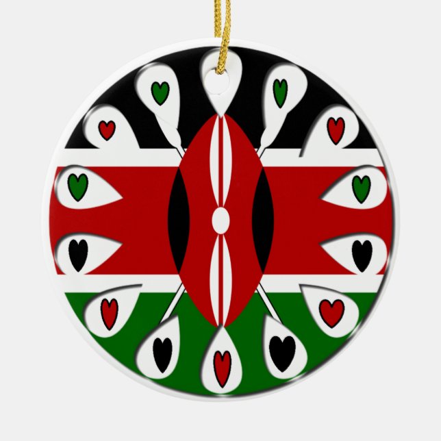 Kenya Hearts Ceramic Ornament (Front)