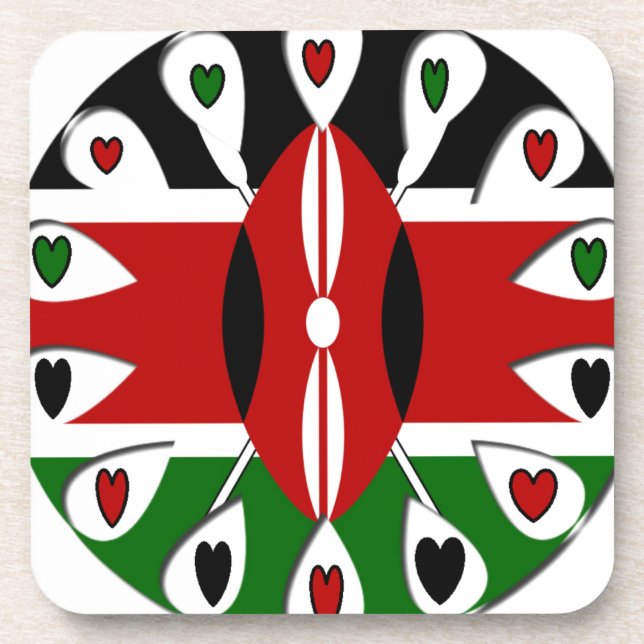 Kenya Hearts Drink Coaster (Front)