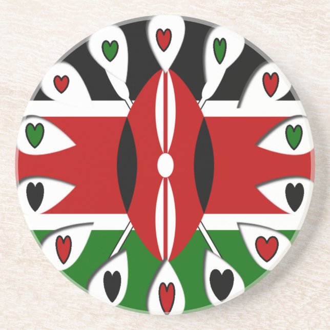 Kenya Hearts Drink Coaster (Front)