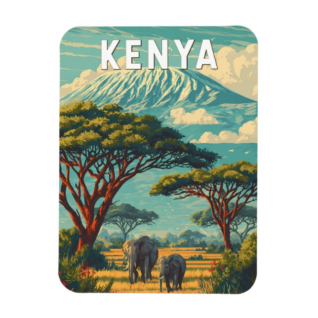 Kenya Illustration Travel Art Vintage Magnet (Vertical)