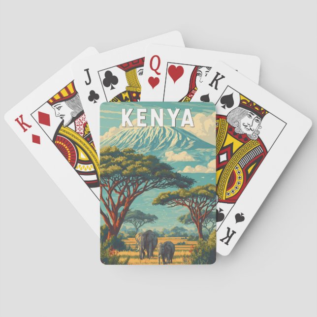 Kenya Illustration Travel Art Vintage Poker Cards (Back)
