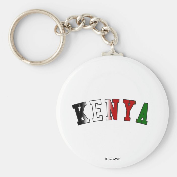 Kenya in National Flag Colors Keychain