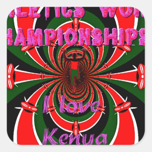 Kenya International Athletics Sports Square Sticker