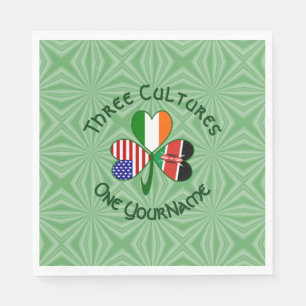 Kenya Ireland USA Shamrock Flag Personalized  Napkins
