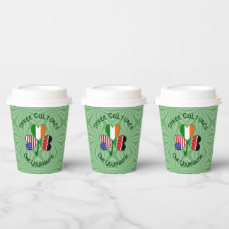 Kenya Ireland USA Shamrock Personalized Text Paper Cups