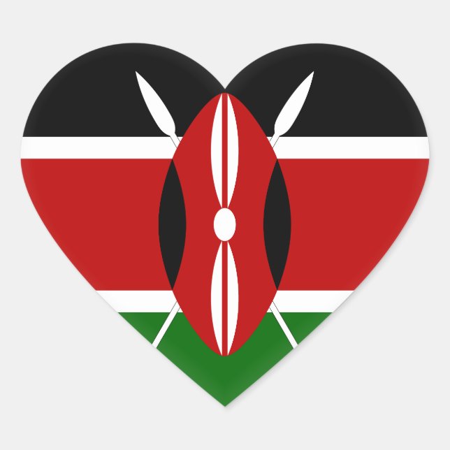 Kenya (Kenyan) Flag Heart Sticker (Front)